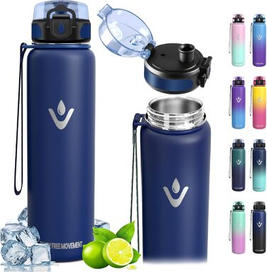 Термос-пляшка Vikaster 500 мл, нержавіюча сталь, без BPA, для спорту, подорожей та фітнесу (чорний & винно-червоний)