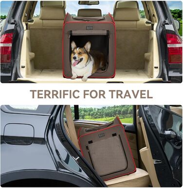 Складана переносна будка для собак Petsfit, 80x44x67 см, червоно-коричнева