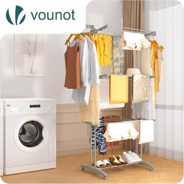 Внітрішній та зовнішній сушильник для білизни Vounot® з 4 ярусами, сірий, 125x62x173 см