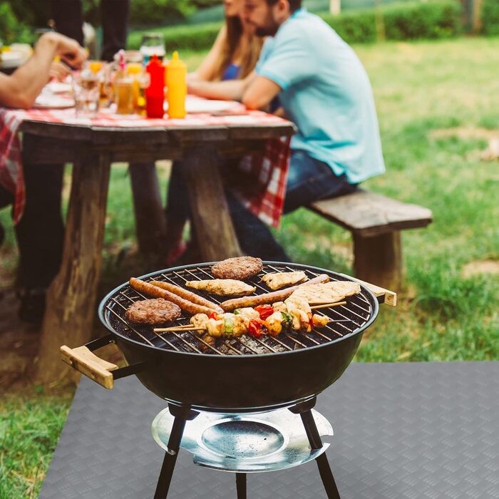 Захисний килимок для підлоги Relaxdays, антипригарний BBQ-килимок для гриля, не ковзає, миється, 150x100 см, сріблястий
