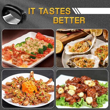 Прес для часнику Wippe з нержавіючої сталі, багатофункціональний, з очищувачем та щіткою для чищення. Підходить для часнику, імбиру та іншого. Можна мити в посудомийній машині.