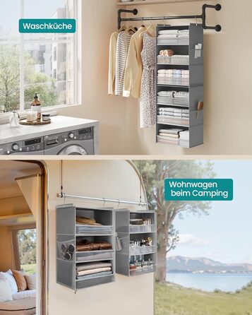 Органайзер для шафи SONGMICS: роздільник, полиці, розкладний, для зберігання, металеві гачки та бамбукові вставки, кольоровий, RCH007W0