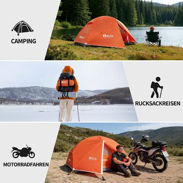 Намет кемпінговий купольний 2-місний Campingzelt водонепроникний, вітростійкий, для походу, кемпінгу та активного відпочинку (Помаранчевий)
