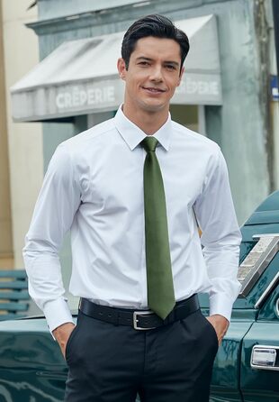 HISDERN Комплект краватки та кишенькового хустинки однотонний для весілля та свят