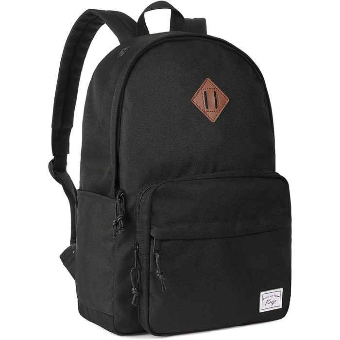 Шкільний рюкзак для підлітків: легкий, 15.6 дюймів, для ноутбука, чорний. Підходить для чоловіків, жінок, хлопців та дівчат, для школи, університету, подорожей та роботи. Об'єм 17,8 л.