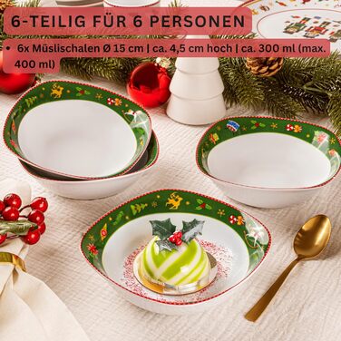 SÄNGER Tafelservice Bilgola: 18-Piece Porzellan Geschirr Set für 6 Personen | PREMIUM COLLECTION (Design Nussknacker)