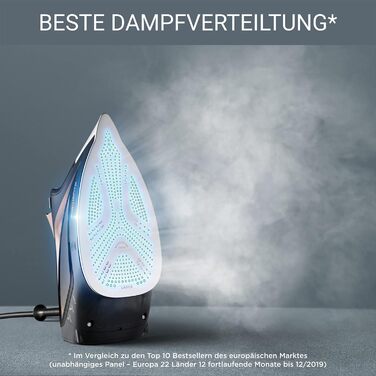 Rowenta DW5325 Focus Excel Steam Iron | 2700 Watts | 45 g/min continuous steam emission | 180 g/min steam boost | Drip Stop | Anti-scale setting | 300 ml water tank | Black/Copper 180g/min steam boost - 400 steam holes