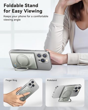 Powerbank Kuulaa MagSafe 5000mAh, Швидка зарядка, USB-C, для iPhone 17/16/15/14/13/12/Pro/Pro Max, срібло