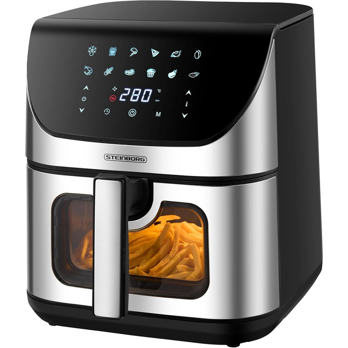 Hot Air Fryer 8 Liter 4 in 1 with Viewing Window, Mini Oven, Grill, Bake, Dehydrate, Fry. Hot Air Fryer, Fryer without Oil, Air Fryer, Hot Air Oven, Hot Air Grill, Dehydrator.