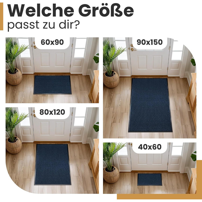 Килимок для дому 60x90 см, блакитний - Schmutzfangmatte для приміщень, килимок для входу, антиковзаючі