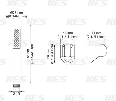 KES Handheld Shower Head Shower Head Bathroom SUS304 Shower Head with Shower Head Holder and Shower Hose Stainless Steel Brushed, LP150-BS