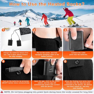 Гріючі шкарпетки для жінок та чоловіків, 5000/8500mAh з додатком, повна підошва, акумуляторні, миючі, 4 режими нагріву, для зимового кемпінгу, полювання, риболовлі, їзди на конях, катання на лижах, розмір M