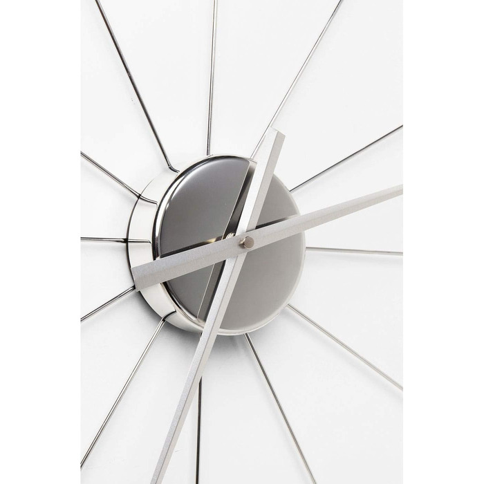 Kare Design Wall Clock Like Umbrella, 100cm Diameter, Clock, Modern, Minimalist, Aluminum Frame, Round, Battery not included (Silver)