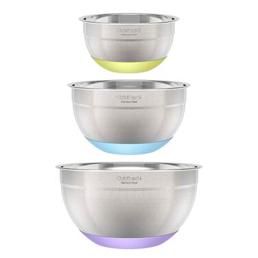 Набір мисок для змішування Cuisinart CTG-00-SMBS з нержавіючої сталі з антиковзаючим дном, 3 шт. (3л, 3л, 5л), багатоколірні