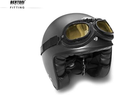 Мотоокуляри Bertoni AF195 для Harley та Chopper, чорна екошкіра, жовті лінзи, вінтажні захисні окуляри