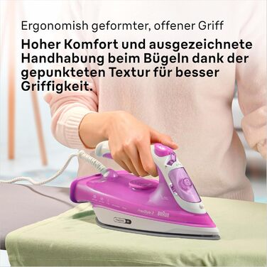 Праска з парою Braun FreeStyle 3 FI3124 PU, 2400 Вт, фіолетово-рожева, технологія FreeGlide 3D, керамічна підошва, Ultimate FastClean