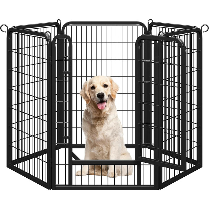 Yaheetech 100cm Foldable Dog Playpen - 6 Panel, Freestanding Kennel for Dogs - Indoor & Outdoor Use, Tool-Free Assembly