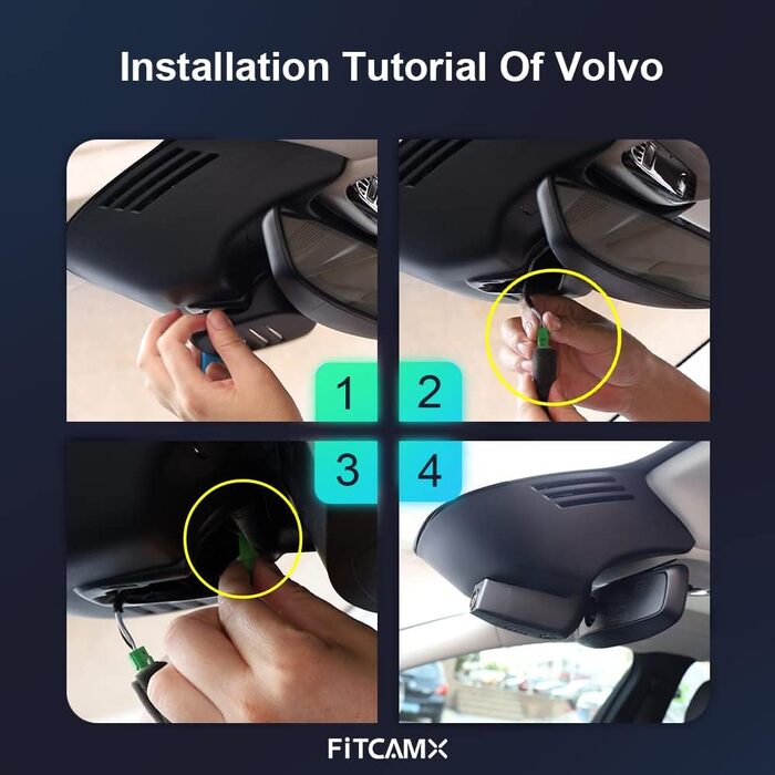 Відеореєстратор FITCAMX для Volvo XC60 S90 V90 (2022-2026) 4K WiFi, подвійний, 128GB, Plug & Play