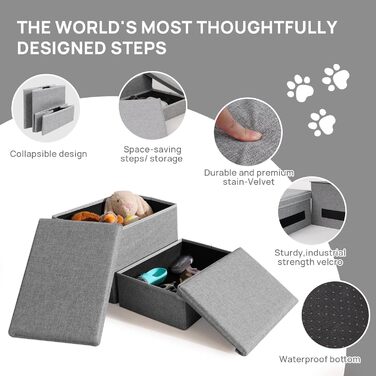 Сходинки для собак Faltbare Hundetreppe - 2 сходинки, для маленьких та середніх собак, регульовані, для ліжка, дивану