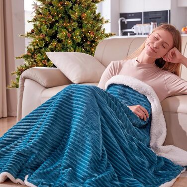 Електрична ковдра YDW з автовимкненням 180x200 см - тепла та затишна ковдра для ліжка з захистом від перегріву та можливістю прання (Турквіс)