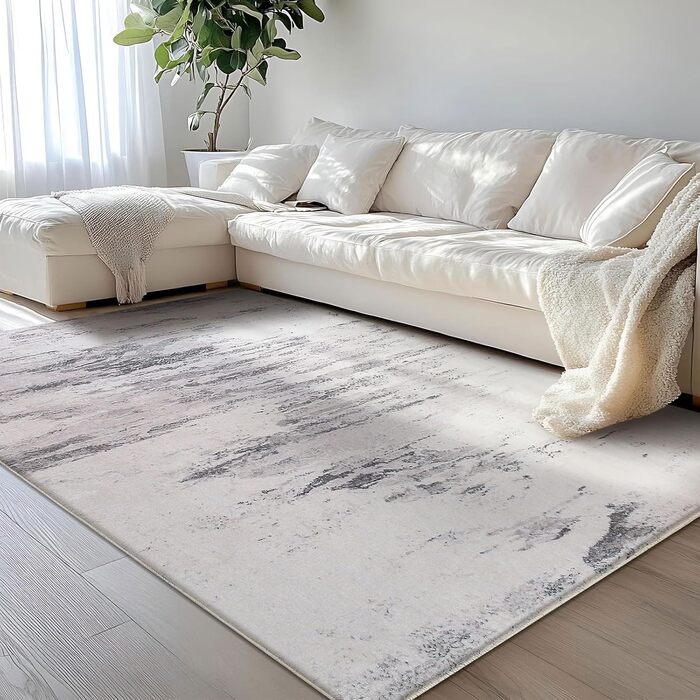 Килим Safunion для вітальні: великий, сучасний, абстрактний, короткий ворс, м'який, для спальні (80x120 см, 120x160 см), абстрактний, слонова кістка/багатобарвний