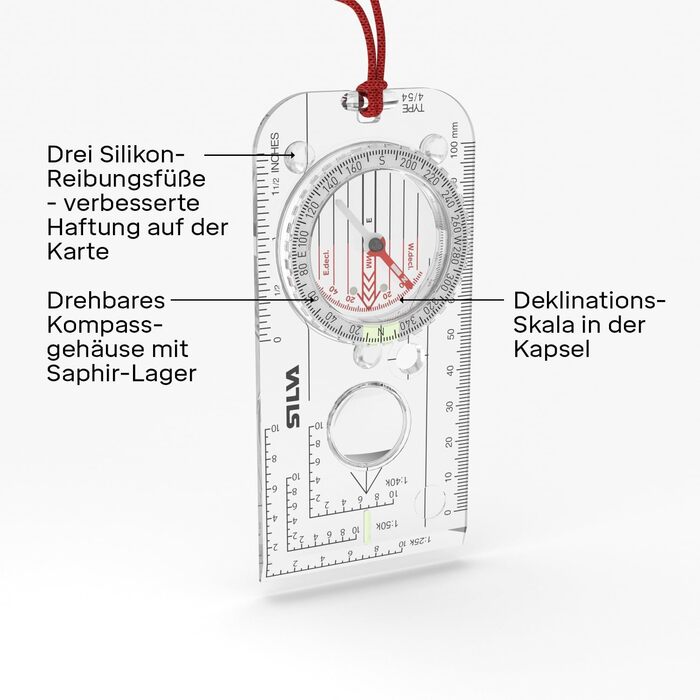 Silva Kompass Outdoor - Expedition 4 Hiking Compass - Map Scales 1:25k, 1:40k, 1:50k - Marching Compass for Advanced Users - Rotating Compass Housing - Military Compass