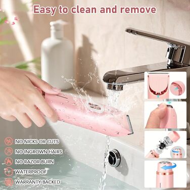 Електричний жіночий епілятор 2-в-1, водонепроникний, для обличчя, тіла, ніг, бікіні (рожевий)