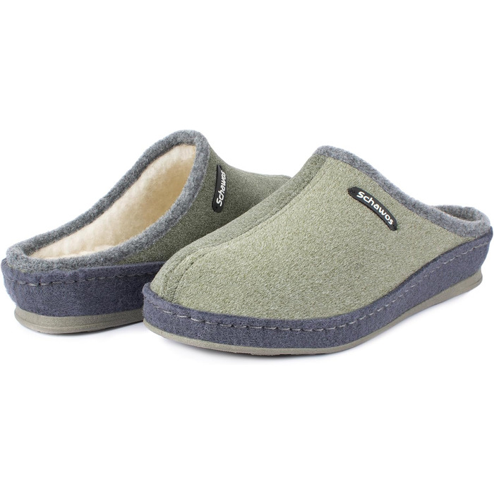 Домашні тапочки Schawos Lisa з ворсу для жінок, теплі, з підкладкою з шерсті, супінатор, неслизька підошва (37 EU, Зелений 10w)