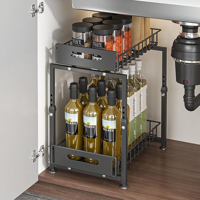 Органайзер для кухонної шафи YunNasi на 2 яруси, стійка полиця для зберігання під раковиною (Білий, Модель-B)