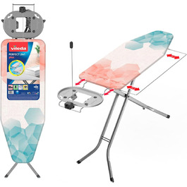 Гладильна дошка Vileda Perfect 2 в 1 Plus, 122 x 44 см, з регульованою підставкою для праски та висувним металевим кріпленням