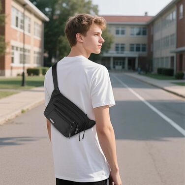 Поясна сумка на пояс для чоловіків та жінок, сумка на пояс з блискавкою, багатофункціональна сумка на стегно, 5 відділень, спортивна сумка на стегно для активного відпочинку, туризму, кемпінгу та велоспорту (#3 Чорний-a)