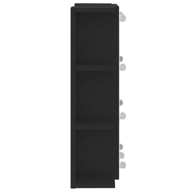 Шафа у ванну кімнату з дзеркалом та LED-підсвіткою, чорна, 70x16,5x60 см