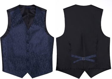 Костюмний жилет для чоловіків Enlision: Жилет та краватка з павальовим принтом, нагрудна хустинка, флоковий жакард, набір для весілля/вечірки, темно-синій, розмір M