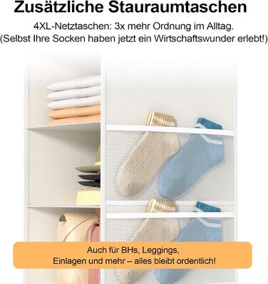Організатор для шафи Extra tief – 6-ярусний, з 4 кишеньками з сітки, для дому, студентського гуртожитку, кемпінгу, економія місця