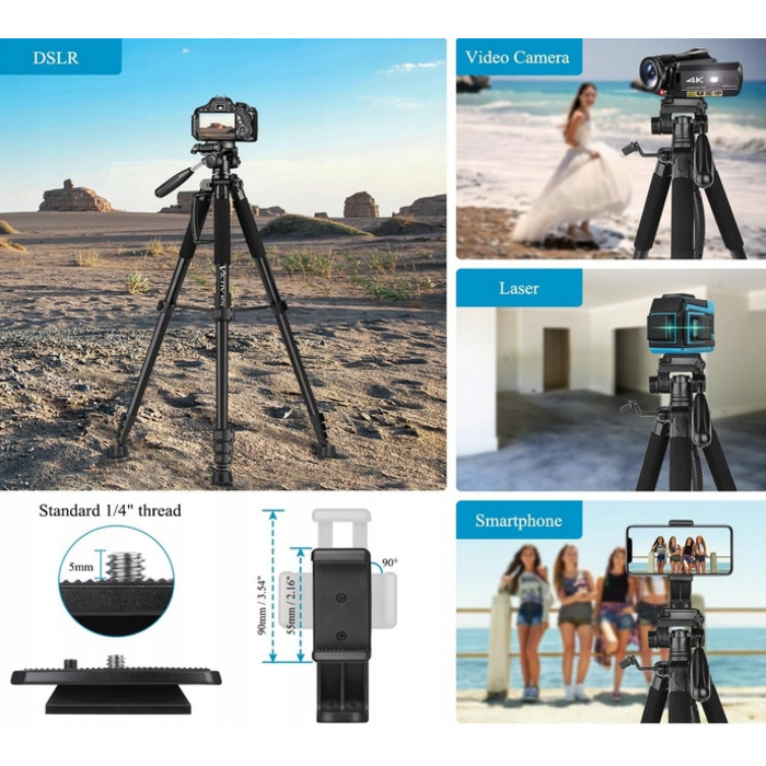 Мобільний штатив для камери Victiv NT72 з поворотною головкою та тримачем для телефону