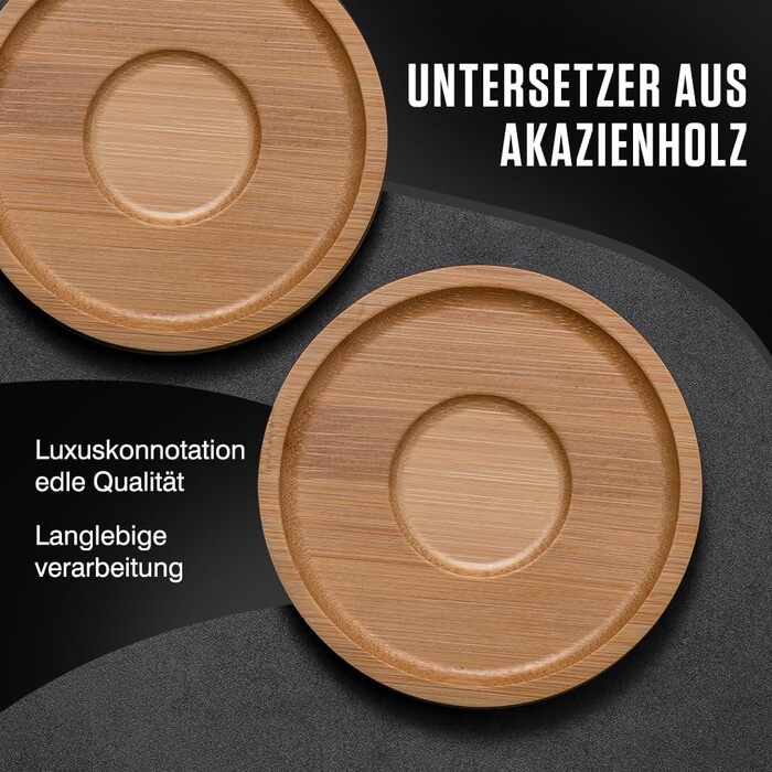 Набір з 4 чашок капучино з блюдцями, 320 мл, кераміка, для капучино, лате, американо та чаю, білий
