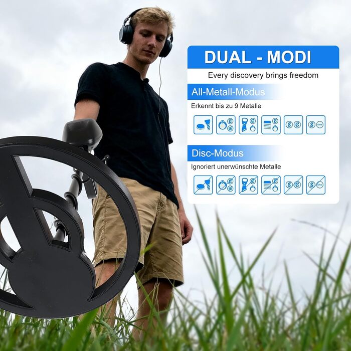 Металодетектор професійний для дорослих, початківців та дітей – легкий, високоточний, водонепроникний, з регульованою довжиною (78–107 см), чорний