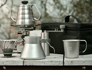 Кавомолка Hario V60 O-VMM-1-HSV з металу, 17 г, срібна, Made in Japan (з сумкою для перенесення)