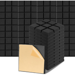 Акустичний поролон для звукоізоляції стін, панелі-поглиначі шуму 30x30x3 см, високощільний шумопоглинаючий матеріал для студії, офісу та кімнати запису, чорний (12 шт.)