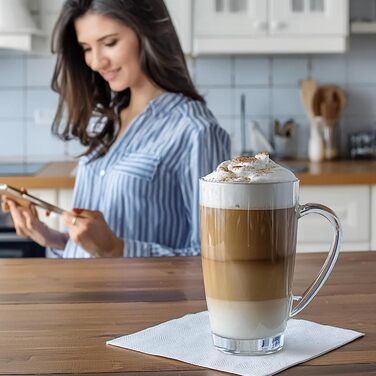 Набір склянок KROSNO Alex 4 шт. 400 мл (кава, чай, лате) - оригінальний дизайн, сумісність з посудомийною машиною