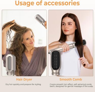 Фен-щітка 5-в-1 Airstyler Pro 1000W з іонізацією, 60000 обертів, для створення локонів та об'єму, сріблястий