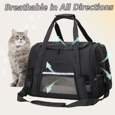 Транспортна сумка для котів та собак, чорна, до 5 кг