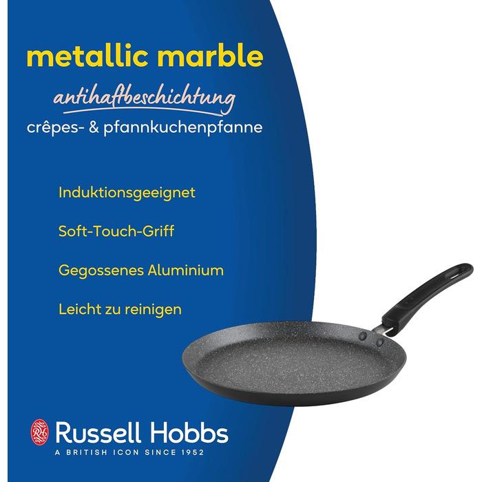 Сковорода Russell Hobbs RH02813EU7 Metallic Marble 28 см антипригарна, універсальна для індукції, грилю та смаження