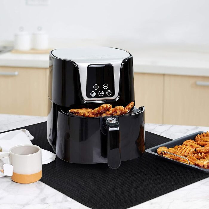 Стійка до вогню підставка під гаряче 50x70 см | Силіконовий килимок для захисту від вогню | Килимок для плити, фритюрниці, кавомашини | Чорний, антиковзний, водонепроникний