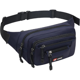 Водонепроникна поясна сумка-бананка для жінок та чоловіків. Мультифункціональна сумка на пояс з блискавкою. Підходить для подорожей, піших прогулянок та будь-яких активностей на відкритому повітрі (Темно-синій)