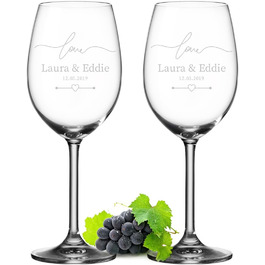 Leonardo 2-piece set of wine glasses, 460 ml, with individual engraving - gift for wedding and engagement - decorative gifts for couples - wine glass for silver wedding anniversary - table decoration for golden wedding anniversary
