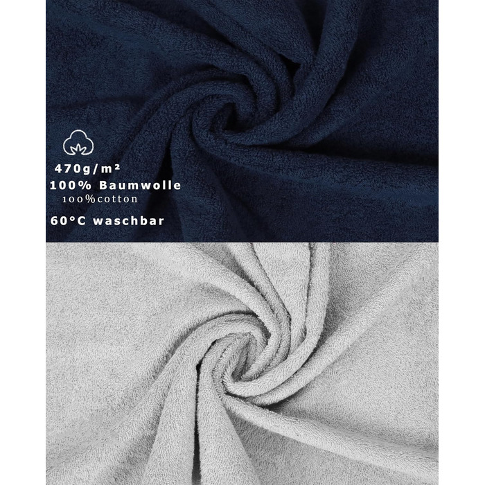 Набір рушників Betz 10 предметів, преміум якість, 100% бавовна, сірий антрацит та сріблястий, для ванної кімнати