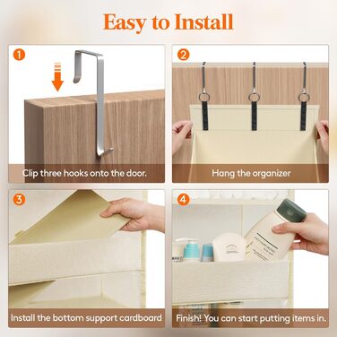 Органайзер для полиць LifeWit Türorganizer з 5 полицями та 4 кишенями, бежевий, до 20 кг