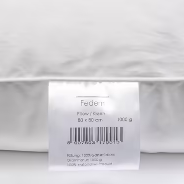 H&F Heimtextilien 4-Piece Set | Premium Quality | Pillowcases 80x80 cm | Filling: 1000 grams of Feathers, Goose Feathers | 100% Natural Pillow | Cover: 100% Cotton | Feather Pillow 80 x 80 cm | Oeko-TEX Certified 1000.0 grams 4