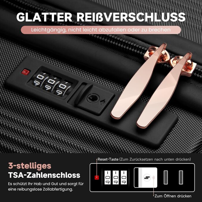 Набір валіз Homelux 3 шт. Бежевий, ABS, Hartschale, M-L-XL (950-schwarz)